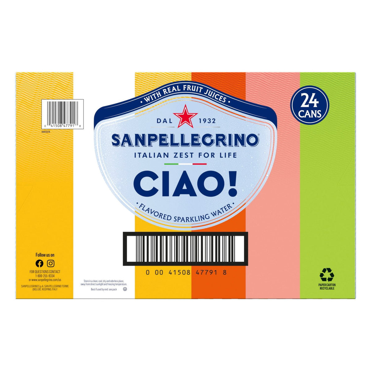 SanPellegrino CIAO! Rainbow Cans, 11.15 fl. oz., 24 pk.