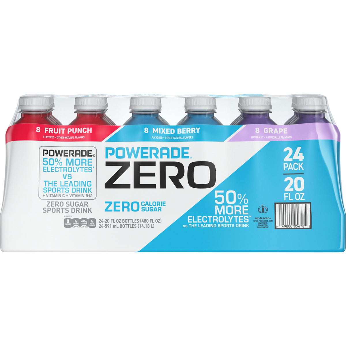 POWERADE ZERO Variety Pack Sports Drink, 20 fl. oz., 24 pk.