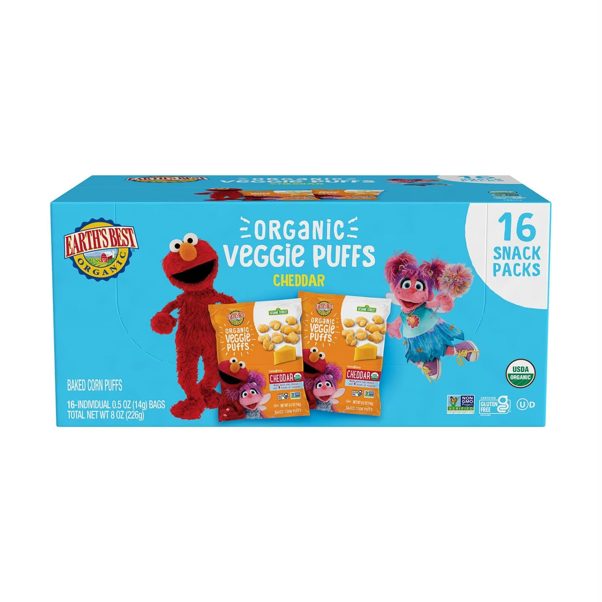 Earths Best Organic Cheddar Veggie Puffs, .50 oz., 16 ct.