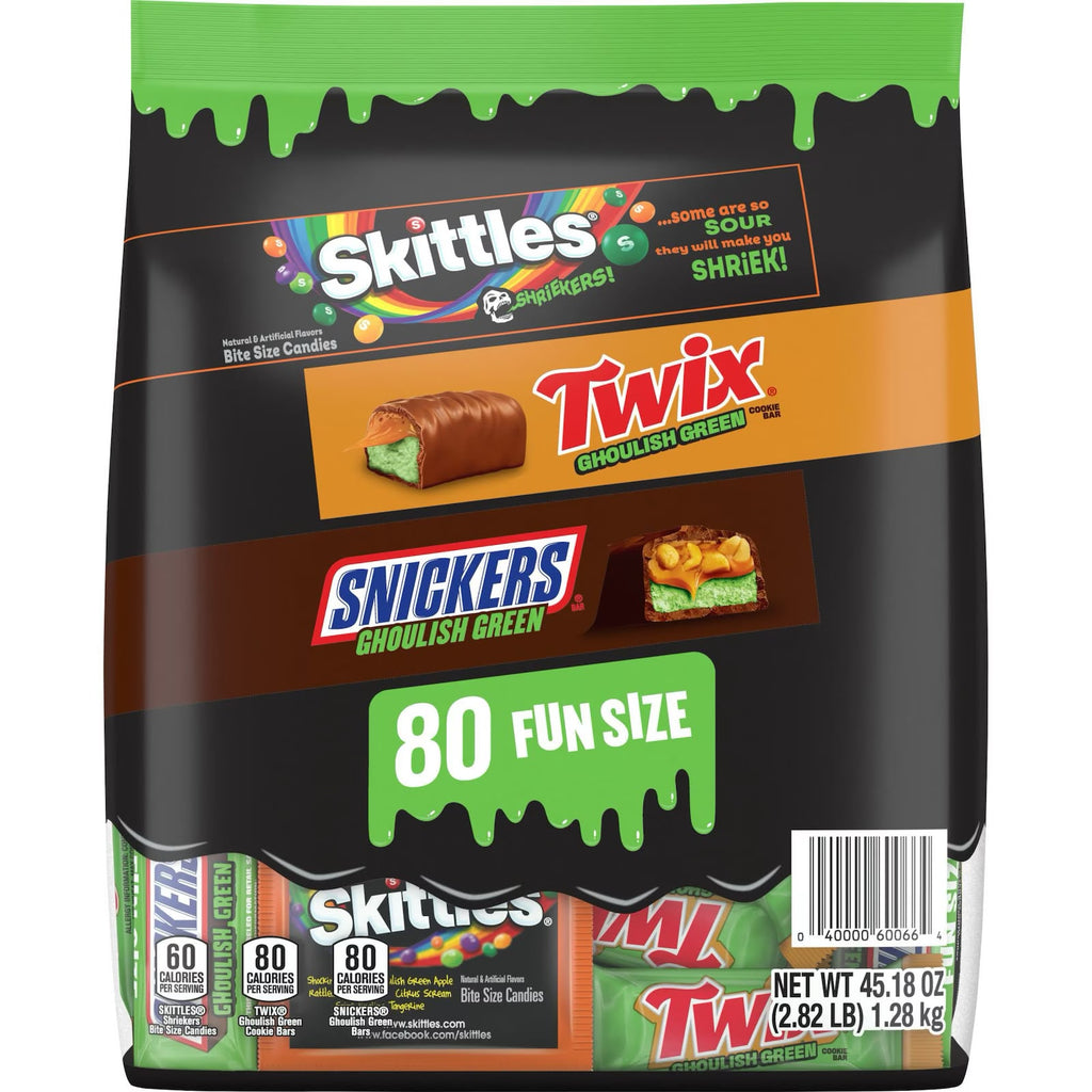 Mars Ghoulish Green, Halloween Variety Pack Candy, Fun Size, 80 pcs.