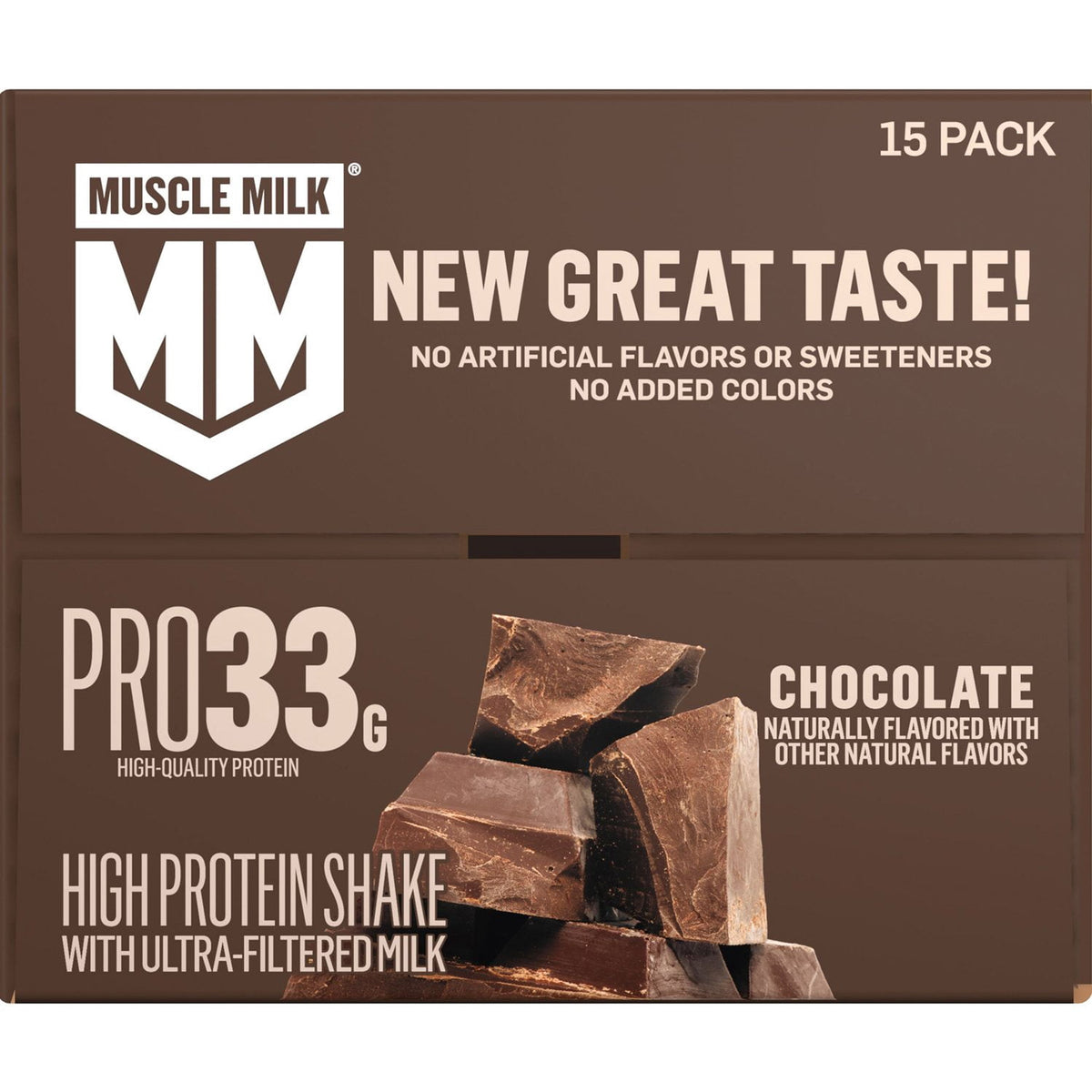 Muscle Milk 33g Pro High Protein Shake with Ultra Filtered Milk, Chocolate, 11 fl. oz., 15 pk.
