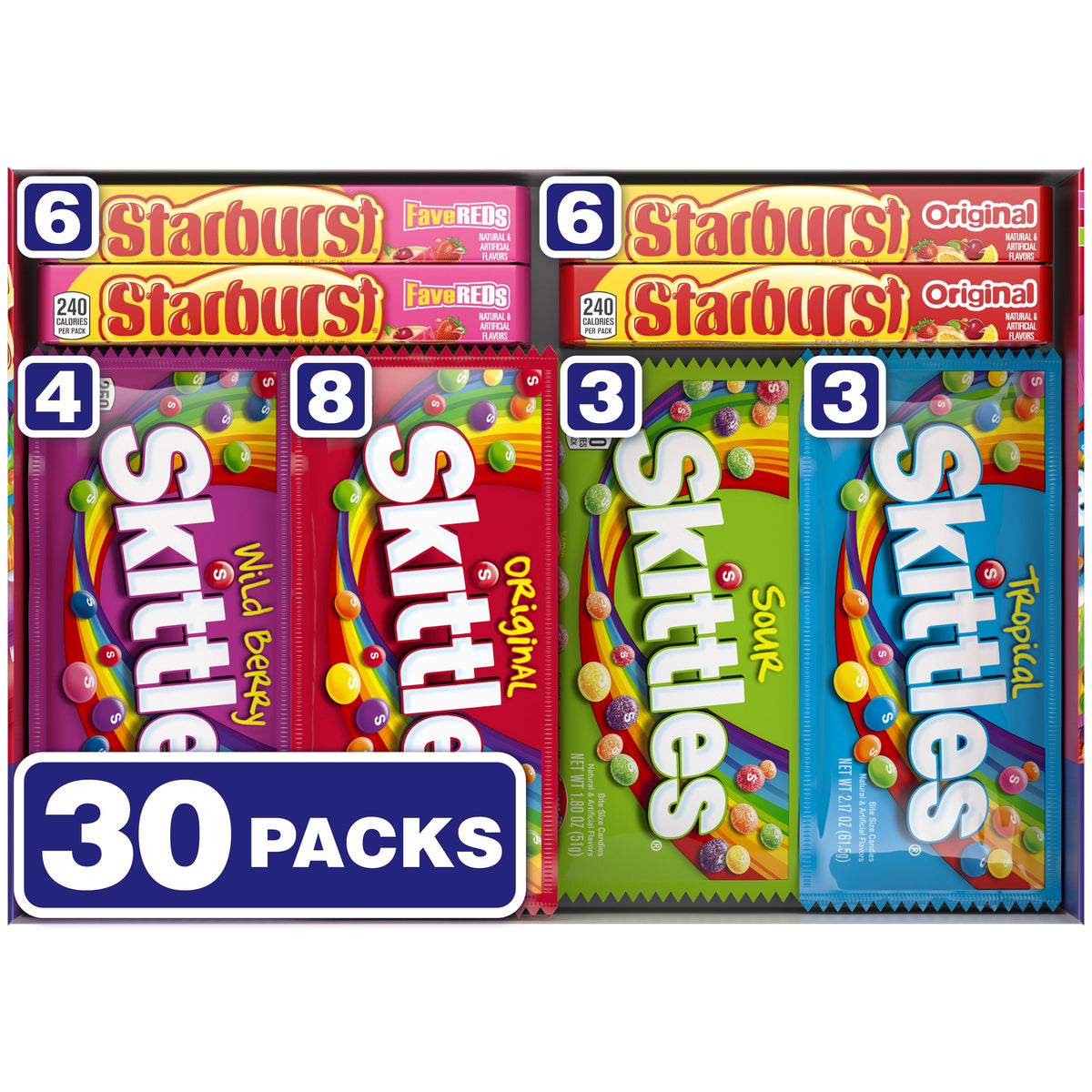 Starburst & Skittles Chewy Candy Variety Box, 30 pk.